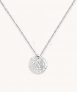 Astrid & Miyu Molten Coin Pendant Necklace In Silver Necklaces