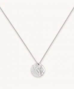 Astrid & Miyu Molten Coin Pendant Necklace In Silver Necklaces