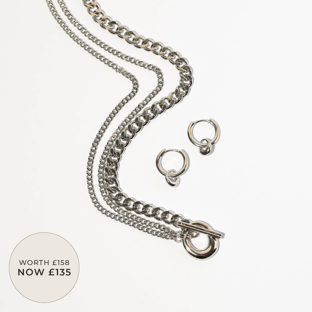 Astrid & Miyu Molten Stacking Set In Silver 3 Astrid & Miyu Molten Stacking Set In Silver