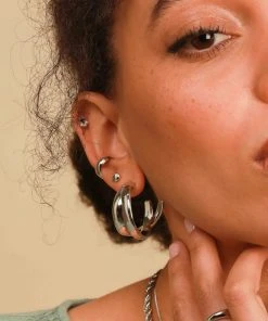 Astrid & Miyu Molten Large Stud Earrings In Silver 10 Astrid & Miyu Molten Large Stud Earrings In Silver