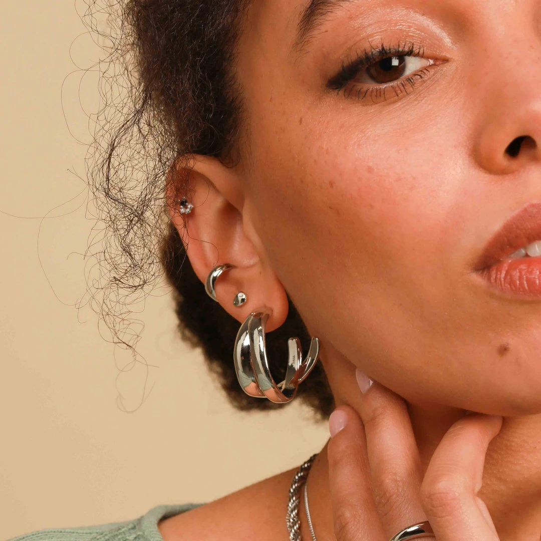 Astrid & Miyu Molten Large Stud Earrings In Silver 6 Astrid & Miyu Molten Large Stud Earrings In Silver