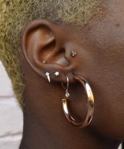 Astridandmiyu Mystic Drop Gem Hoops In Rose Gold