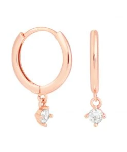 Astridandmiyu Mystic Drop Gem Hoops In Rose Gold