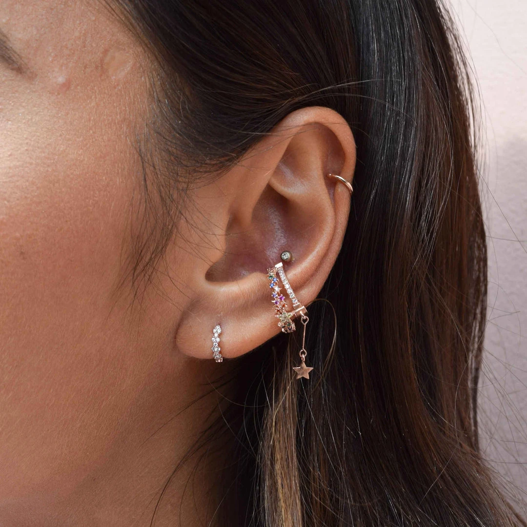 Astridandmiyu Earrings Mystic Gem Huggies In Rose Gold 4 Astridandmiyu Earrings Mystic Gem Huggies In Rose Gold