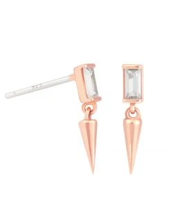 Astridandmiyu Sale Mystic Baguette Spike Drop Stud Earrings In Rose Gold