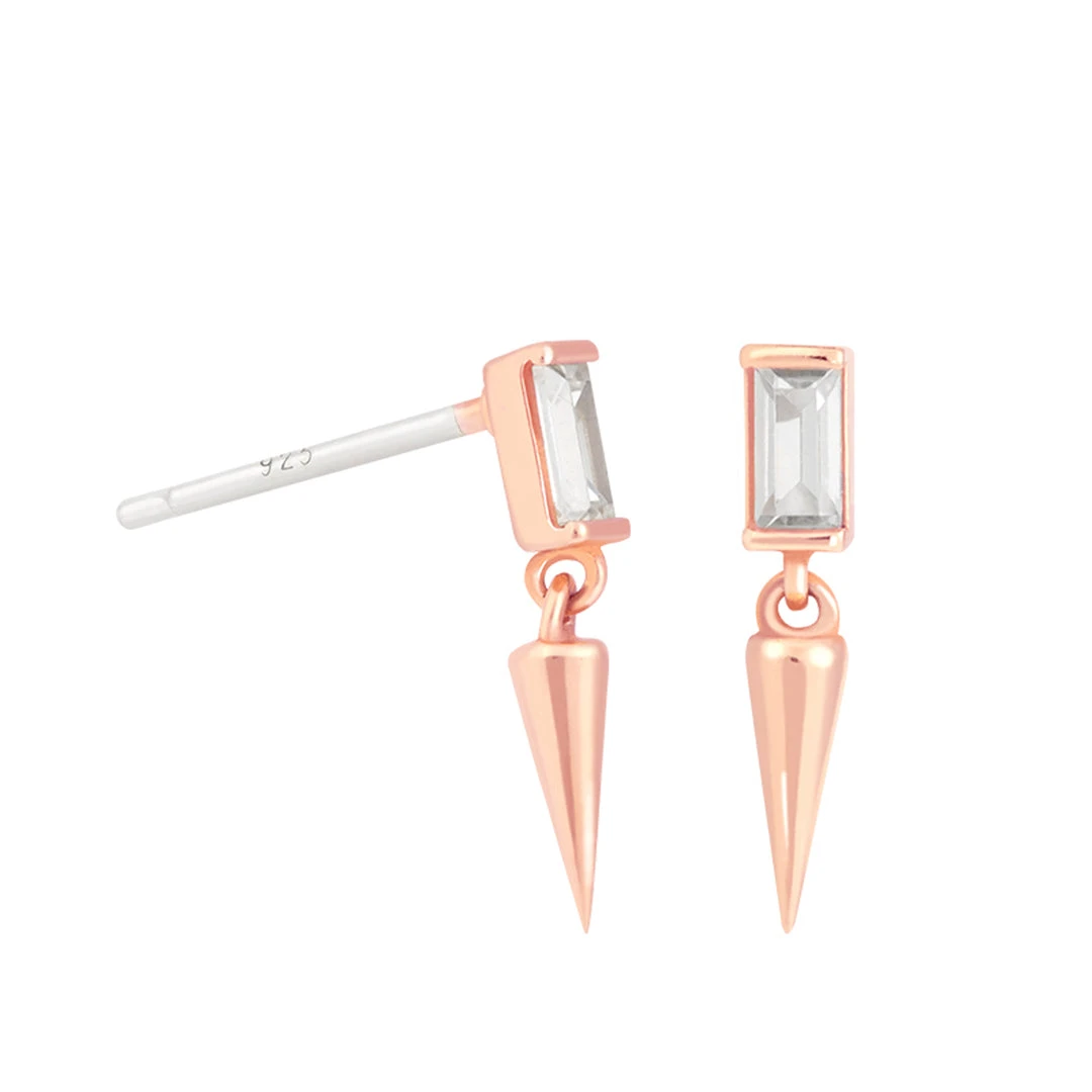 Astridandmiyu Sale Mystic Baguette Spike Drop Stud Earrings In Rose Gold 3 Astridandmiyu Sale Mystic Baguette Spike Drop Stud Earrings In Rose Gold