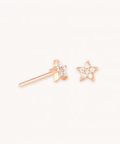 Astrid & Miyu Mystic Star Crystal Stud Earrings In Rose Gold