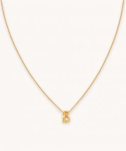 Astrid & Miyu B Initial Pendant Necklace In Gold With B