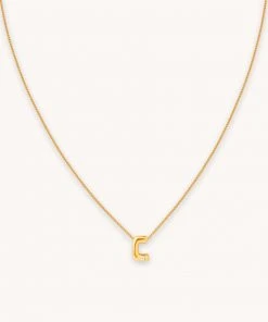 Astrid & Miyu C Initial Pendant Necklace In Gold With C Pendant Necklaces