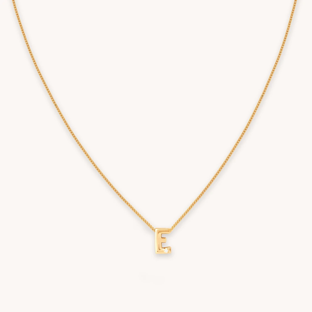 Astrid & Miyu E Initial Pendant Necklace In Gold With E Pendant Necklaces 3 Astrid & Miyu E Initial Pendant Necklace In Gold With E Pendant Necklaces