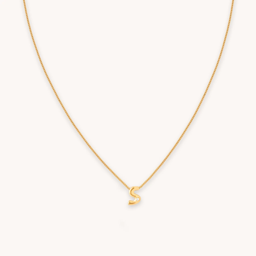 Astrid & Miyu S Initial Pendant Necklace In Gold With S 3 Astrid & Miyu S Initial Pendant Necklace In Gold With S