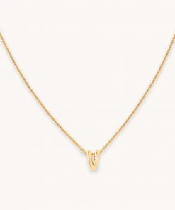 Astrid & Miyu V Initial Pendant Necklace In Gold With V