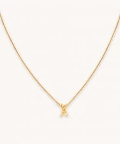 Astrid & Miyu X Initial Pendant Necklace In Gold With X