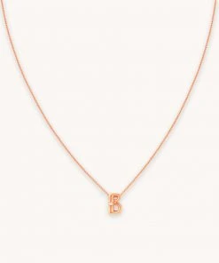 Astrid & Miyu B Initial Pendant Necklace In Rose Gold With B