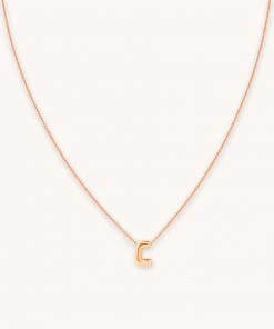 Astrid & Miyu Pendant Necklaces C Initial Pendant Necklace In Rose Gold With C
