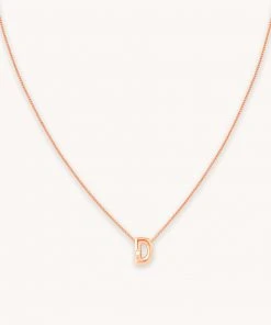 Astrid & Miyu D Initial Pendant Necklace In Rose Gold With D Pendant Necklaces
