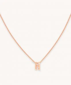 Astrid & Miyu Pendant Necklaces H Initial Pendant Necklace In Rose Gold With H
