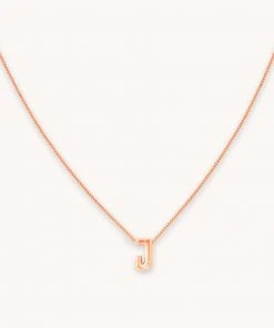 Astrid & Miyu J Initial Pendant Necklace In Rose Gold With J