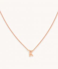 Astrid & Miyu K Initial Pendant Necklace In Rose Gold With K