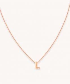 Astrid & Miyu Pendant Necklaces L Initial Pendant Necklace In Rose Gold With L