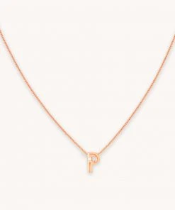 Astrid & Miyu Pendant Necklaces P Initial Pendant Necklace In Rose Gold With P