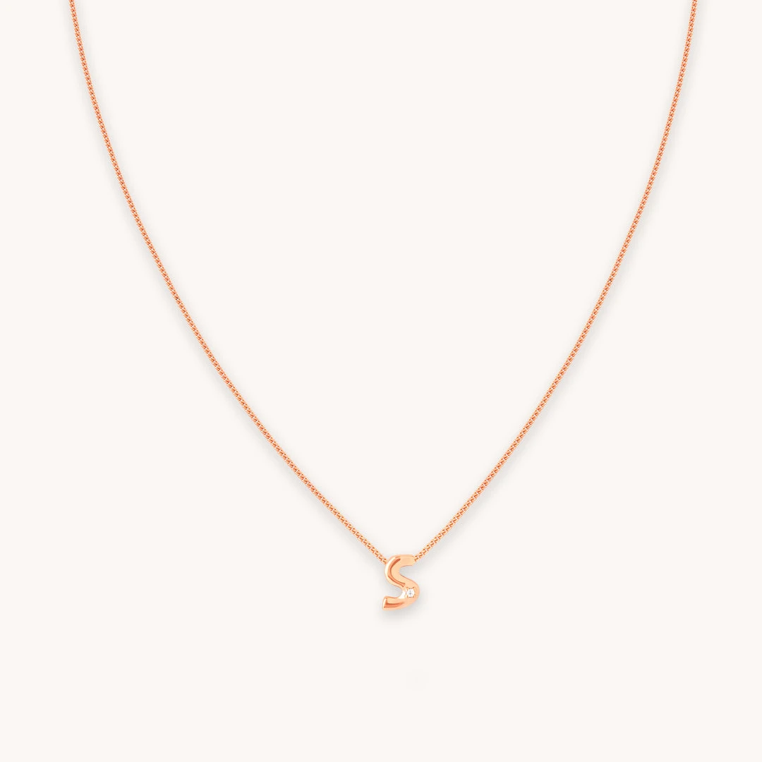 Astrid & Miyu Pendant Necklaces S Initial Pendant Necklace In Rose Gold With S 3 Astrid & Miyu Pendant Necklaces S Initial Pendant Necklace In Rose Gold With S