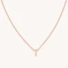 Astrid & Miyu Pendant Necklaces T Initial Pendant Necklace In Rose Gold With T