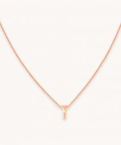 Astrid & Miyu Pendant Necklaces T Initial Pendant Necklace In Rose Gold With T