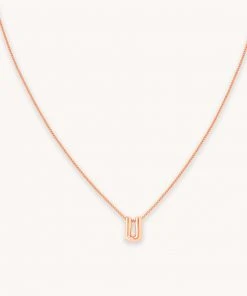 Astrid & Miyu Pendant Necklaces U Initial Pendant Necklace In Rose Gold With U