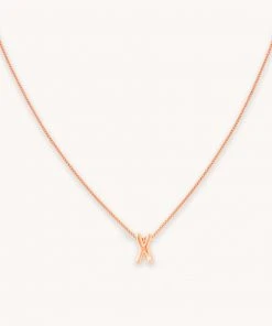 Astrid & Miyu X Initial Pendant Necklace In Rose Gold With X Pendant Necklaces