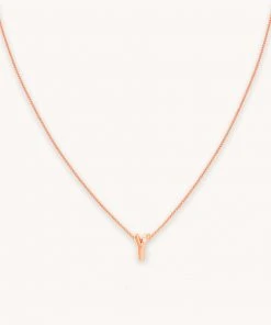 Astrid & Miyu Y Initial Pendant Necklace In Rose Gold With Y