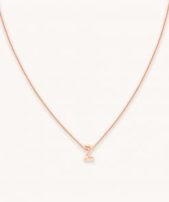 Astrid & Miyu Pendant Necklaces Z Initial Pendant Necklace In Rose Gold With Z