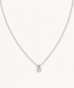 Astrid & Miyu Pendant Necklaces B Initial Pendant Necklace In Silver With B