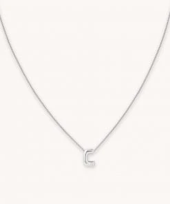 Astrid & Miyu Pendant Necklaces C Initial Pendant Necklace In Silver With C