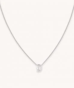 Astrid & Miyu D Initial Pendant Necklace In Silver With D
