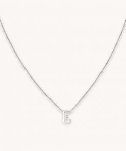 Astrid & Miyu E Initial Pendant Necklace In Silver With E