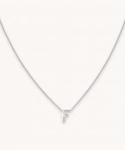 Astrid & Miyu F Initial Pendant Necklace In Silver With F