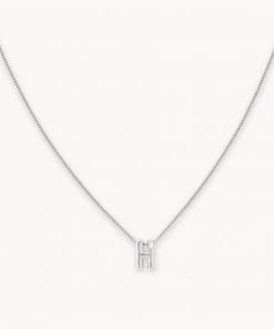 Astrid & Miyu H Initial Pendant Necklace In Silver With H Pendant Necklaces