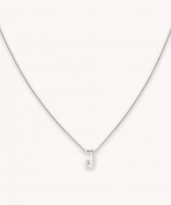 Astrid & Miyu J Initial Pendant Necklace In Silver With J Pendant Necklaces