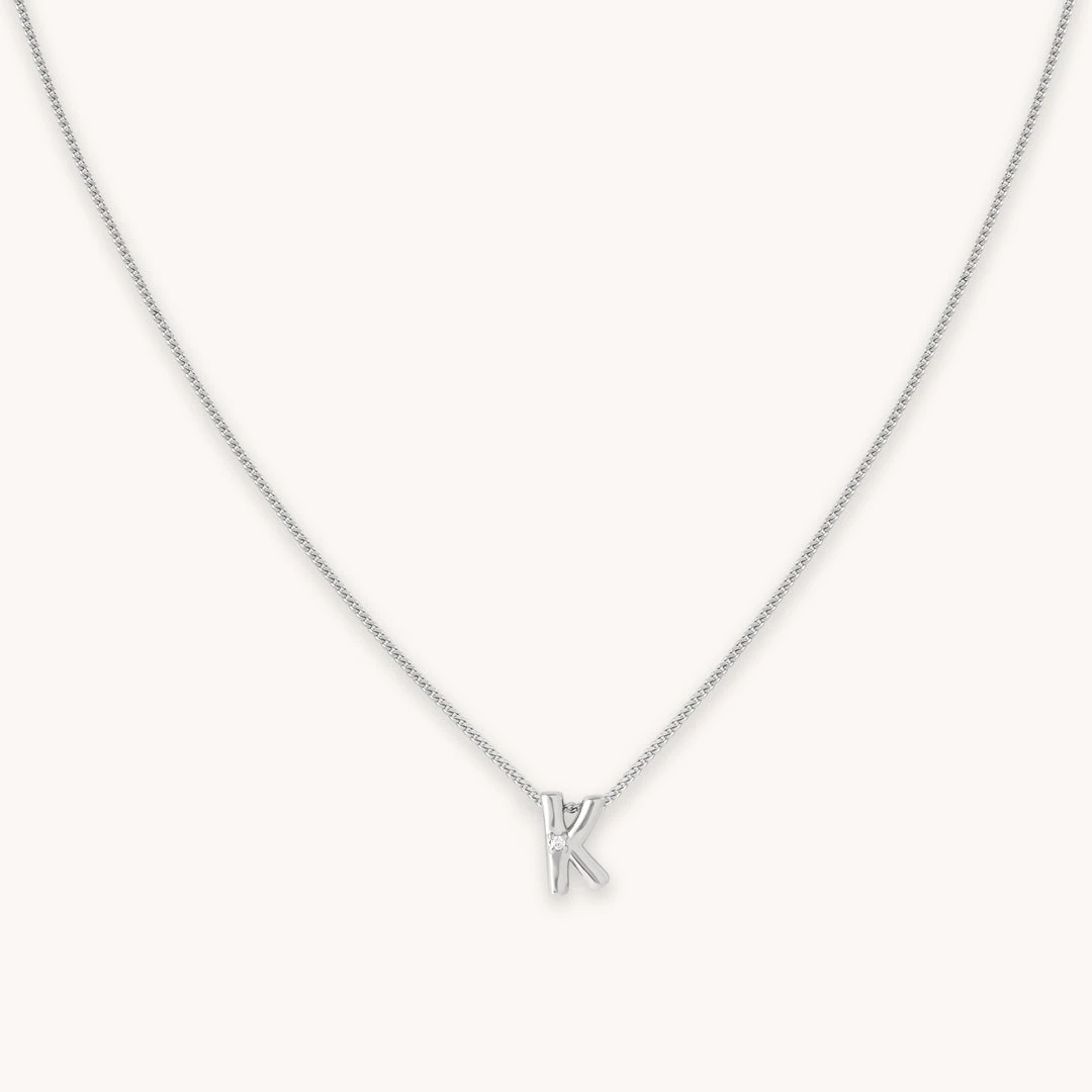 Astrid & Miyu Pendant Necklaces K Initial Pendant Necklace In Silver With K 3 Astrid & Miyu Pendant Necklaces K Initial Pendant Necklace In Silver With K