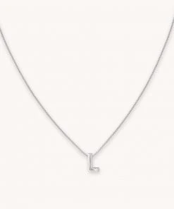 Astrid & Miyu L Initial Pendant Necklace In Silver With L