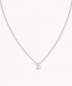 Astrid & Miyu S Initial Pendant Necklace In Silver With S