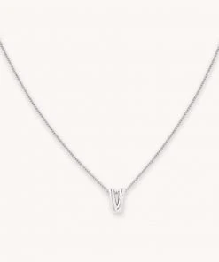 Astrid & Miyu Pendant Necklaces V Initial Pendant Necklace In Silver With V