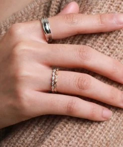 Astrid & Miyu Best Sellers Navette Crystal Band Ring In Silver