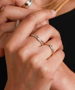 Astrid & Miyu Best Sellers Navette Crystal Band Ring In Silver