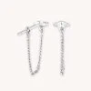 Astrid & Miyu Navette Chain Stud Earrings In Silver