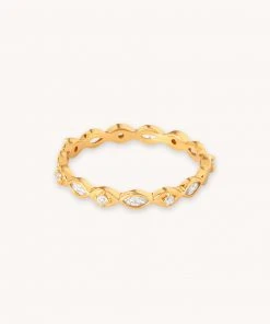Astrid & Miyu Best Sellers Navette Crystal Band Ring In Gold