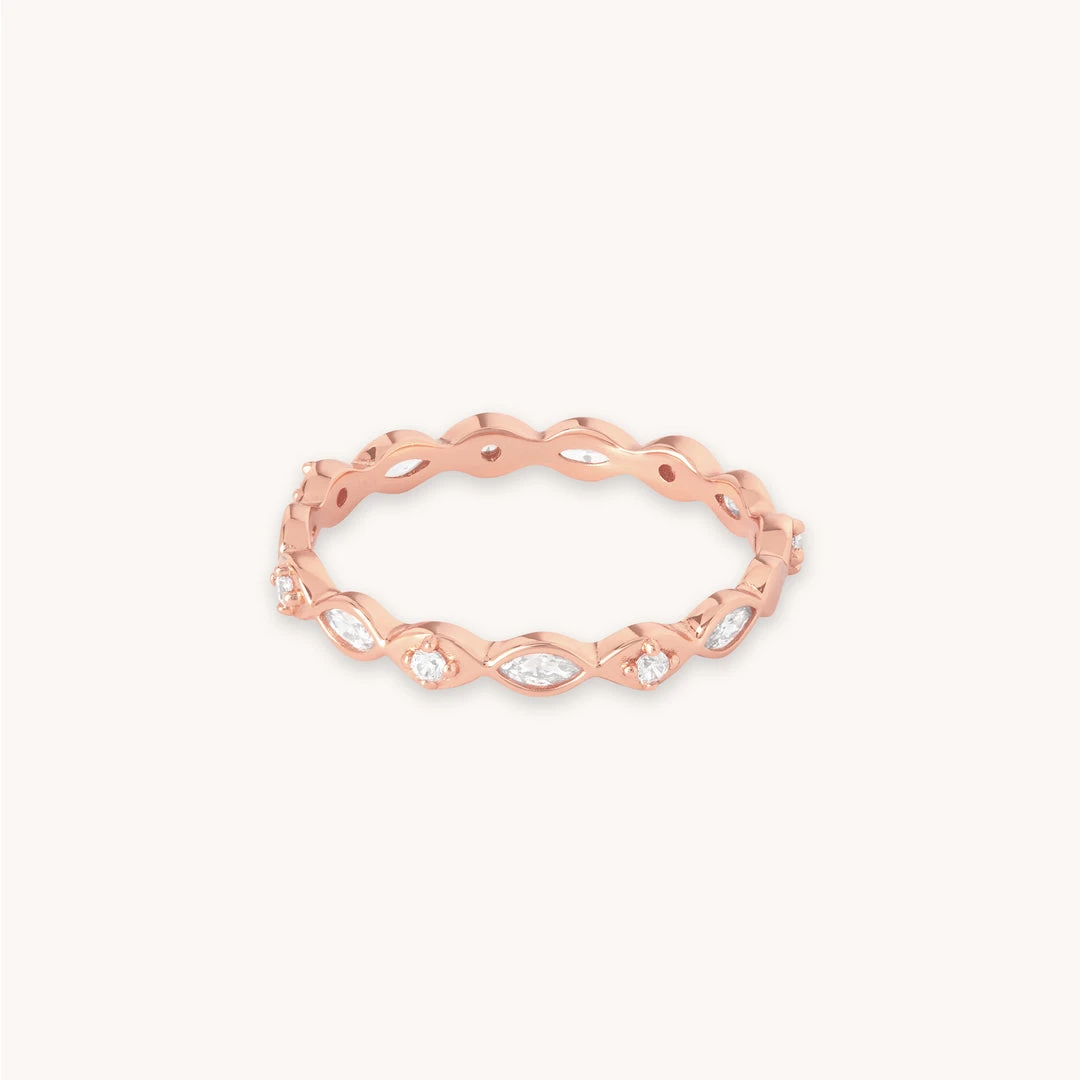 Astrid & Miyu Navette Crystal Band Ring In Rose Gold Rings 3 Astrid & Miyu Navette Crystal Band Ring In Rose Gold Rings