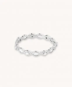 Astrid & Miyu Best Sellers Navette Crystal Band Ring In Silver