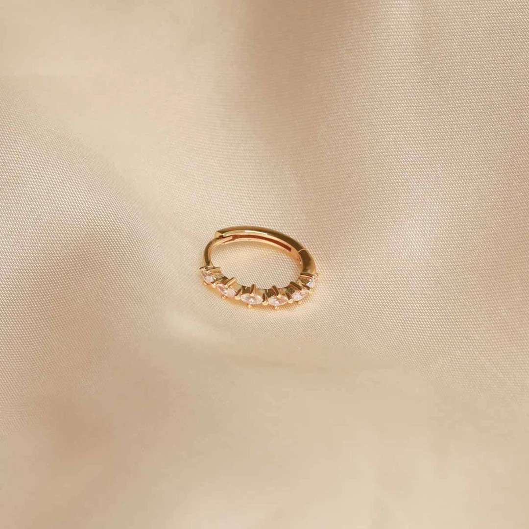 Astrid & Miyu Best Sellers Navette Hoop 11.5mm In Gold 5 Astrid & Miyu Best Sellers Navette Hoop 11.5mm In Gold